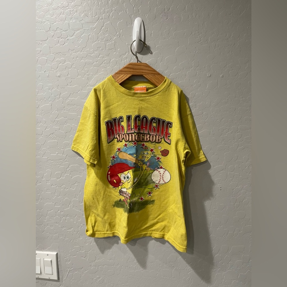 Vintage Y2K Big League‎ SpongeBob Baseball Shirt Youth Medium